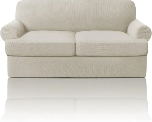 Vista 55 de PrinceDeco Fundas elásticas para sillón de 2 piezas, fundas de sofá para sillas con cojines en forma de T, fundas suaves para muebles con 1 funda