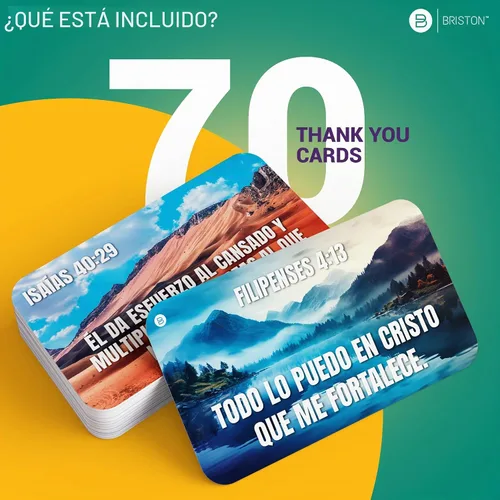Vista 6 de Tarjetas de versículo bíblico en español – 70 notas de aliento cristiano