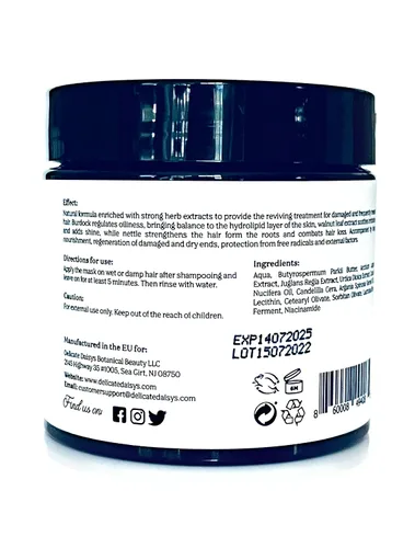 Vista 8 de Delicate Daisys Botanical Beauty PH Balancing Mascarilla para el cabello con probióticos, 6.8 onzas líquidas, natural, orgánica, vegana y libre