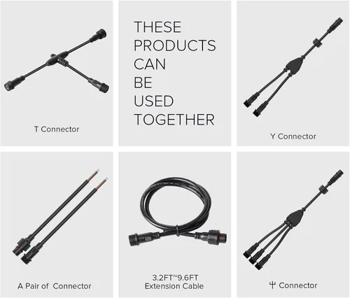Vista 5 de BTF-LIGHTING Cable de extensión IP65 con conectores macho y hembra en ambos extremos para un solo color 5630 5730 5050, etc. Tira LED de 0.866 in