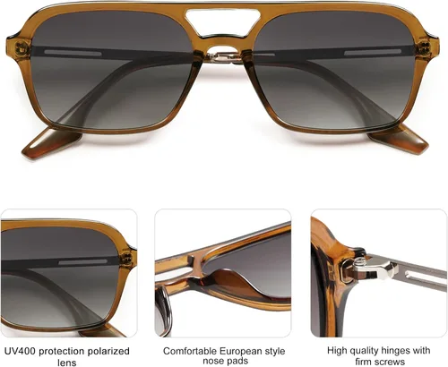 Vista 4 de SOJOS Gafas de sol de aviador polarizadas vintage para mujeres y hombres, retro planos de los años 70 Narraw rectangulares para mujer SJ2186
