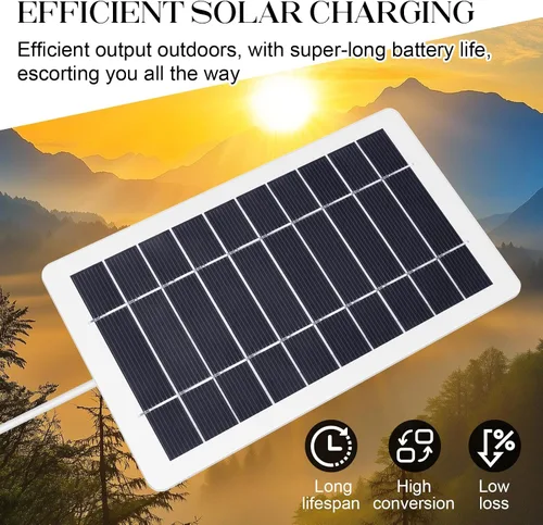 Vista 4 de Cargador de panel solar USB, kit de panel solar portátil de 2 piezas para cámara, carga de teléfono celular, camping, senderismo, viajes al aire