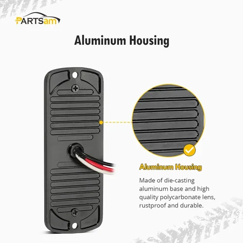 Vista 5 de Partsam 2 piezas de 4.4" de luz de señal de giro lateral de 24 LED color ámbar [Aprobación DOT], IP67 impermeable, lente ámbar, carcasa de aluminio