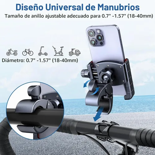 Vista 7 de Soporte de teléfono para bicicleta, bloqueo rápido, apto para cámaras, soporte de teléfono de motocicleta, abrazadera para manillar para cochecito