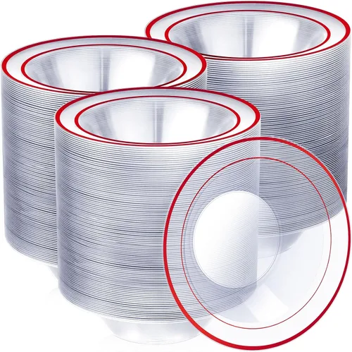 Vista 9 de Tanlade 100 cuencos de plástico con borde de 12 onzas, tazones desechables para sopa, elegantes para fiestas, postres, vajilla desechable