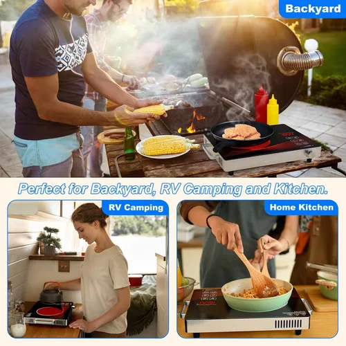Vista 5 de 1800W Portátil Infrarrojo Estufa de Cocina de un solo Quemador Estufa Eléctrica de Vidrio de Cerámica Placa de Cocina Eléctrica Placa de Cocina