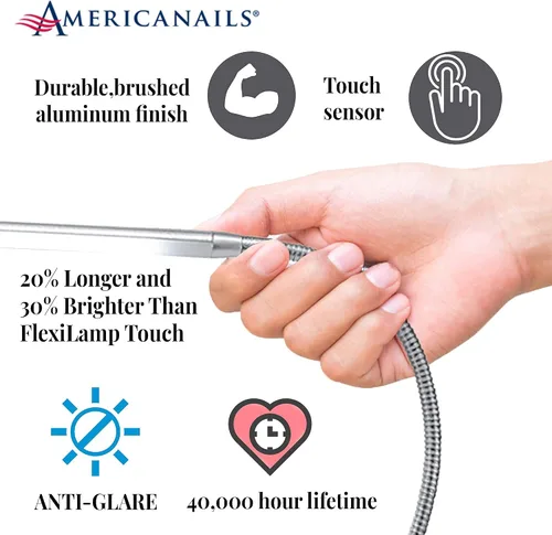 Vista 5 de Americanails FlexiLamp Touch XL - Lámpara LED de escritorio de mesa, abrazadera extraíble, iluminación ajustable para estaciones de uñas, luz