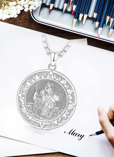 Vista 59 de CELESTIA Medallas de plata de ley 925 San Miguel/San Cristóbal/San Benito/San Gabriel/Virgen María/Jesús/Caravaca/Metatrón/Sello de los Siete