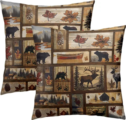 Vista 25 de Fundas de almohada marrón leopardo - 2 piezas Funda de almohada de guepardo 18x18 pulgadas Fundas de almohada de algodón con estampado de animales