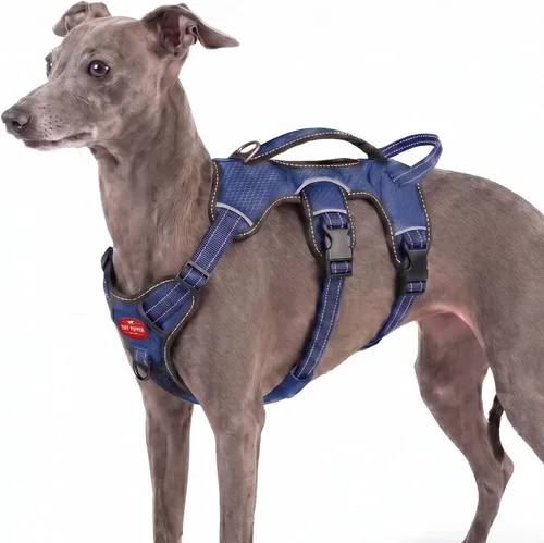 Vista 28 de Tuff Pupper Arnés para perro sin escape a prueba de escape, arnés ajustable de 5 puntos para perros, arneses acolchados para perros, arneses