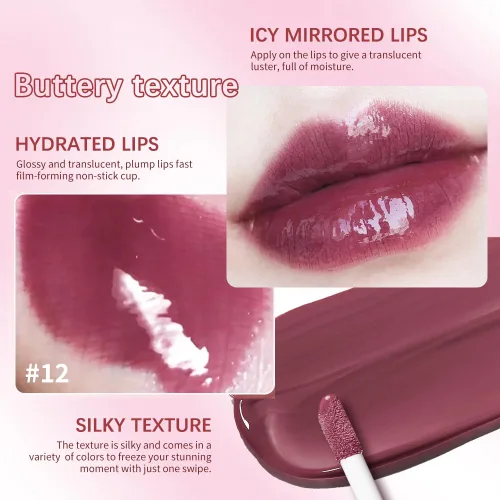 Vista 45 de BAISEN DIARY 2 en 1 doble punta mate delineador de labios y brillo de labios, lápiz combinado de labios marrón nude degradado, delineador de labios