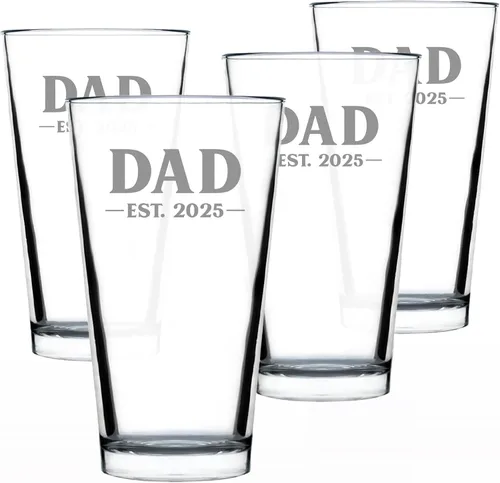 Vista 20 de Dad Est 2023 - Regalo de Vaso de Pinta para Nuevo Padre Primerizo - Vasos Llamativos de 16 Oz Bevvee Dad gift ideas for fathers, husbands and