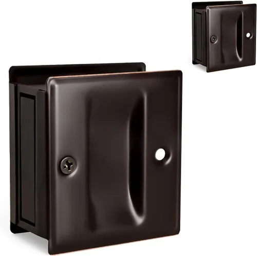 Vista 9 de HOMOTEK Tirador de puerta de bolsillo de privacidad sin placa de interruptor. Reemplaza los accesorios deslizantes de pasaje viejos o dañados sin