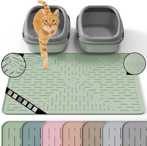 Vista 12 de OHMO Alfombrilla Grande para Arena de Gatos Alfombrilla de Captura Premium Goma de Silicona 31.5 x 23.6 pulgadas Gris Ceniza, Alfombrilla para Caja