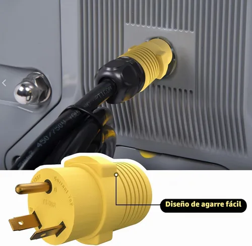 Vista 3 de Enchufe adaptador RV de 50 amperios a 30 amperios, TT-30P macho a 14-50R hembra adaptador de corriente para RV, reemplazo compacto de Dogbone