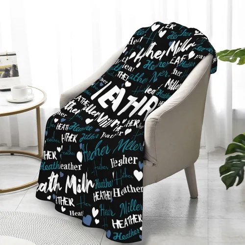 Vista 4 de Dr.TOUGH Mantas personalizadas con nombre, mantas personalizadas con nombre, mantas de bebé personalizadas para niñas, niños y adultos, mantas
