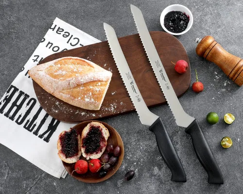 Vista 7 de Cuisine Pro - Cuchillo de pan dentado de 10 pulgadas, acero inoxidable de alta calidad, con borde ondulado, cuchillo afilado para pan, apto