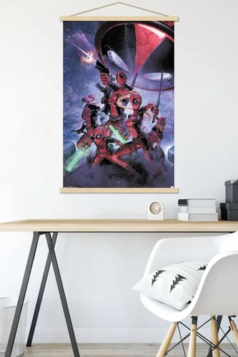 Vista 5 de Trends International Marvel Comics-Deadpool - Póster de pared familiar con marco magnético de madera, 22.375 x 34 pulgadas, impresión premium