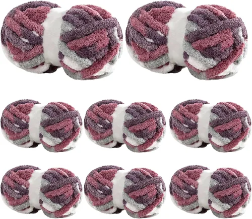 Vista 10 de BALAPET Hilo Chenille Grueso para Tejer y Hacer Ganchillo, Juego de Hilo Suave y Esponjoso para Tejer, Hilo Multicolor Suave para Tejer Mantas a