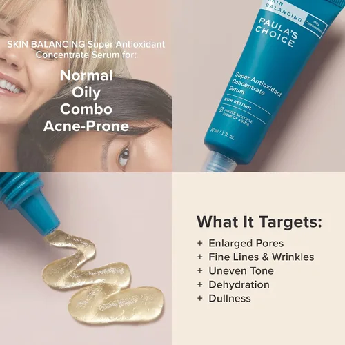 Vista 4 de Paula's Choice SKIN BALANCING - Suero concentrado antioxidante para la cara, retinol y vitamina C, antienvejecimiento, antiarrugas y poros grandes