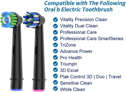 Vista 7 de 8 cabezales de repuesto compatibles con cepillo de dientes eléctrico Oral B, 4 piezas de limpieza de precisión y 4 cabezales de cepillo de limpieza