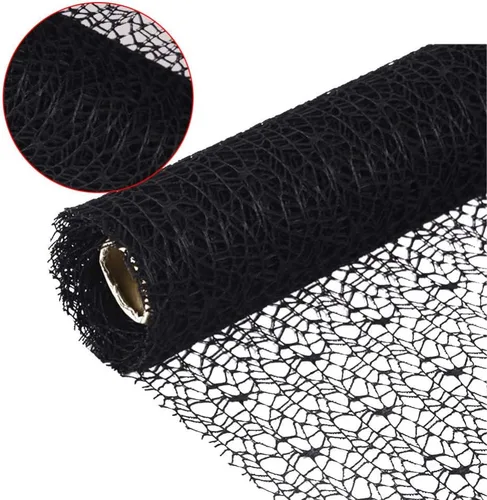 Vista 6 de EXCEART Rollo de gasa jacquard negro de 15.7 in de ancho x 70 pulgadas de largo, malla decorativa para manualidades, proyectos escolares, envoltura
