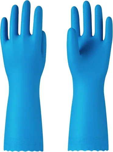 Vista 10 de PACIFIC PPE 2 pares de guantes de limpieza reutilizables para lavavajillas, hogar, cocina, forro de algodón, azul, talla S