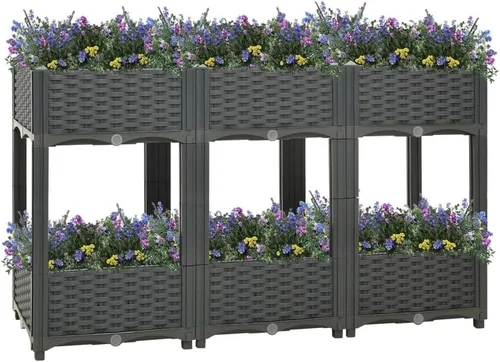 Vista 9 de Cama elevada, cama de jardín, maceta rectangular, maceta de jardín, camas de jardín elevadas al aire libre, maceta de jardín de hierbas al aire