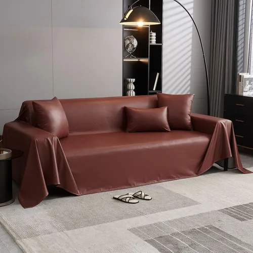 Vista 53 de vctops Fundas impermeables de piel sintética de PU para sofá seccional, funda de sofá vintage para perros, fundas de loveseat, funda de futón, funda