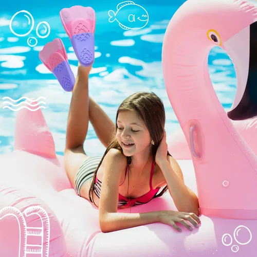 Vista 6 de Aletas de natación para niños, aletas cortas de natación para niños, aletas de entrenamiento de natación para regazo, piscina, esnórquel para niños