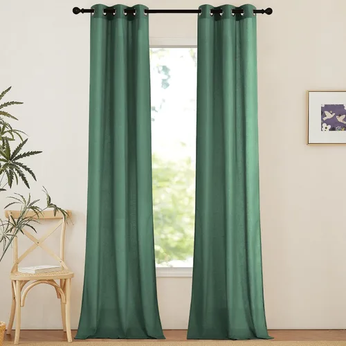 Vista 53 de NICETOWN - Cortinas de lino angora para ventana de cocina sobre el fregadero, con ojales, lino grueso angora, tratamientos cortos para ventanas