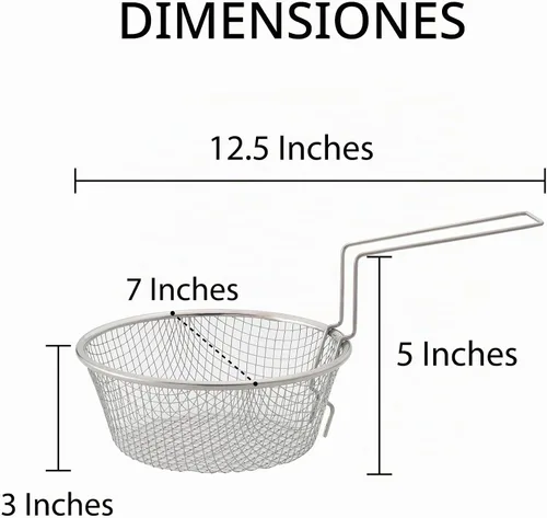Vista 7 de HIC - Cesta para freír de cocina, acero inoxidable 18/8, herramienta de cocina para freír Acero inoxidable 18/8, cesta de malla fina, ganchos