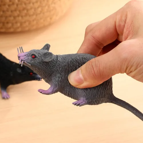 Vista 5 de Kisangel 2 ratas falsas, figuras de ratón de plástico, 8.66 pulgadas realistas espeluznantes y realistas juguetes para Halloween, trucos, bromas