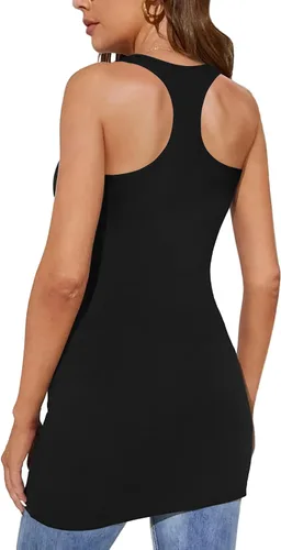 Vista 3 de DYLH Cotton Racerback Extra Long Tank Tops for Women Workout Layering Running Multi Pack Activewear