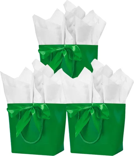 Vista 11 de Aosric Paquete de 12 bolsas de regalo negras con cinta de lazo, 7.48 x 3.54 x 7.9 pulgadas, elegante bolsa de regalo de cartulina pequeña con asas