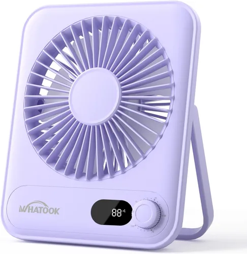 Vista 8 de WHATOOK Ventilador personal de escritorio pequeño: 5000 mAh 25 horas de batería de oficina, silencioso mini ventilador de escritorio portátil