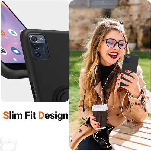 Vista 4 de Para Consumidor Celular ZMAX 5G Z7540 Caja Del Teléfono Con Protector De Pantalla De Vidrio, Soporte De Anillo Giratorio De 360 ° Soporte Magnético