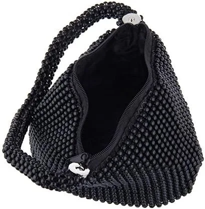 Vista 4 de ELEOPTION - Bolso de mano para mujer, diseño triangular, ideal para fiestas o graduaciones, negro