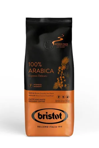 Vista 12 de Bristot Café molido 100% arábica – Espresso italiano delicado – Tostado medio – Café molido para moka, prensa francesa y filtro – 8.8 oz (250 g)