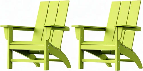Vista 15 de Silla Adirondack moderna, sillas de patio de plástico HDPE para todo tipo de clima, silla para hoguera, sillas de césped al aire libre para terraza