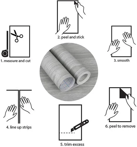 Vista 7 de Papel de Contacto de Madera Gris 17.71 x 118 Pulgadas Textura de Grano de Madera Papel Tapiz Adhesivo Despegar y Pegar Papel Adhesivo Gris Claro