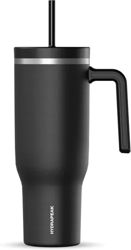 Vista 16 de Hydrapeak Voyager Vaso de 40 oz con Asa y Tapa con Pajita Botella de Agua Reutilizable de Acero Inoxidable Taza de Viaje Compatible con Portavasos