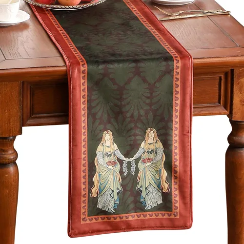 Vista 17 de patdrea Camino de mesa de terciopelo francés estilo granja para decoración del hogar, cocina, comedor, fiestas, cenas familiares, boda 12"*63