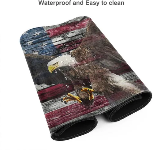 Vista 4 de Tapete de escritorio patriótico, alfombrilla de mouse para juegos de bandera estadounidense, alfombrilla de mouse XXL extendida para oficina Águila