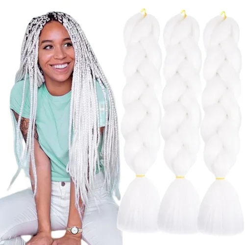 Vista 15 de 3 paquetes de extensiones de cabello sintético para trenzar de color negro a azul, tamaño jumbo ombré, de 24 pulgadas o trenzas de ganchillo