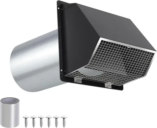 Vista 23 de Cubierta de ventilación para secadora de 3 pulgadas, rejilla de ventilación de pared con pantalla y amortiguador, cubierta de ventilación exterior