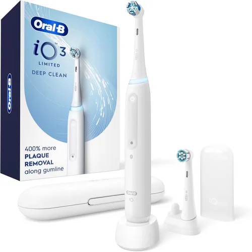 Vista 13 de Oral-B iO Deep Clean Cepillo de dientes recargable eléctrico, negro con iO Series 3 Limited, 2 cabezales de cepillo y estuche de viaje - Sensor
