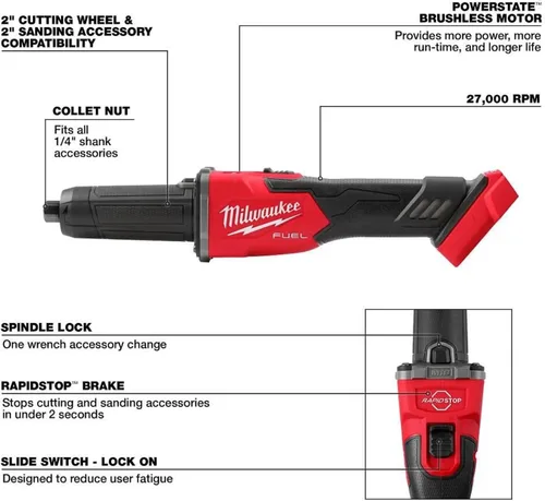 Vista 5 de MILWAUKEE Amoladora de troquel M18 FUEL de 1/4 pulgadas