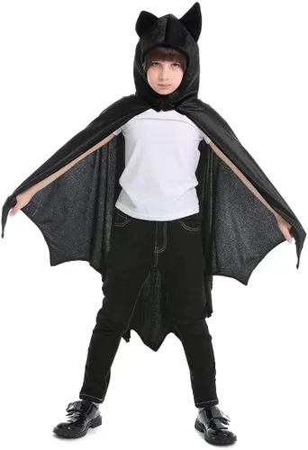 Vista 6 de OLLULL Superhero Dress Up Cosplay Bat Cape Boys Girls Halloween Superhero Costumes Color Black