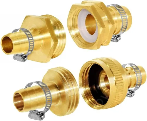 Vista 10 de Joywayus - Conector de reparación de manguera de jardín de latón de 4 piezas, púas de 1/2 pulgada x 3/4 pulgadas GHT